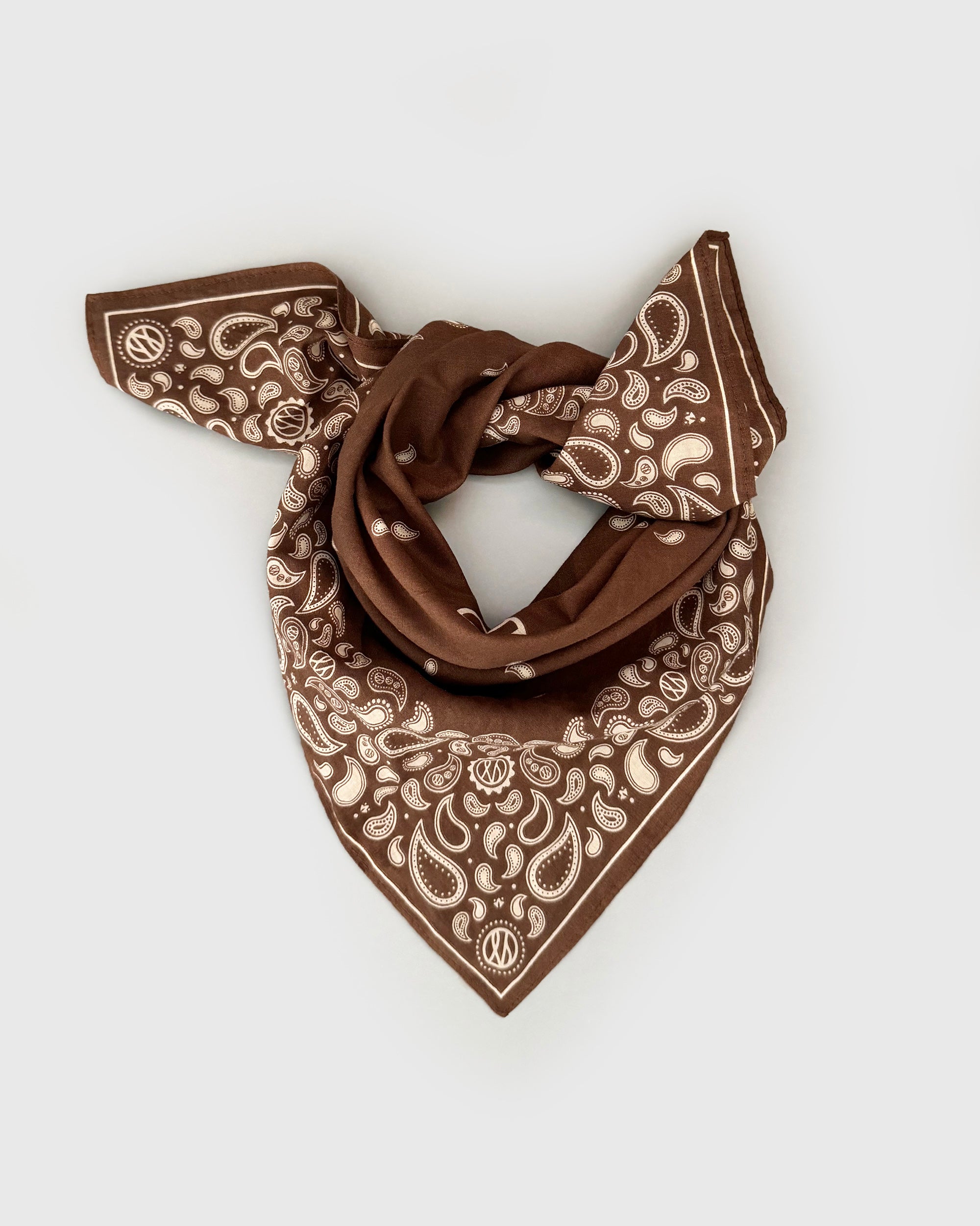 Brownシルク COTTON PAISLEY SCARF | BROWN | 55CM – lescarf