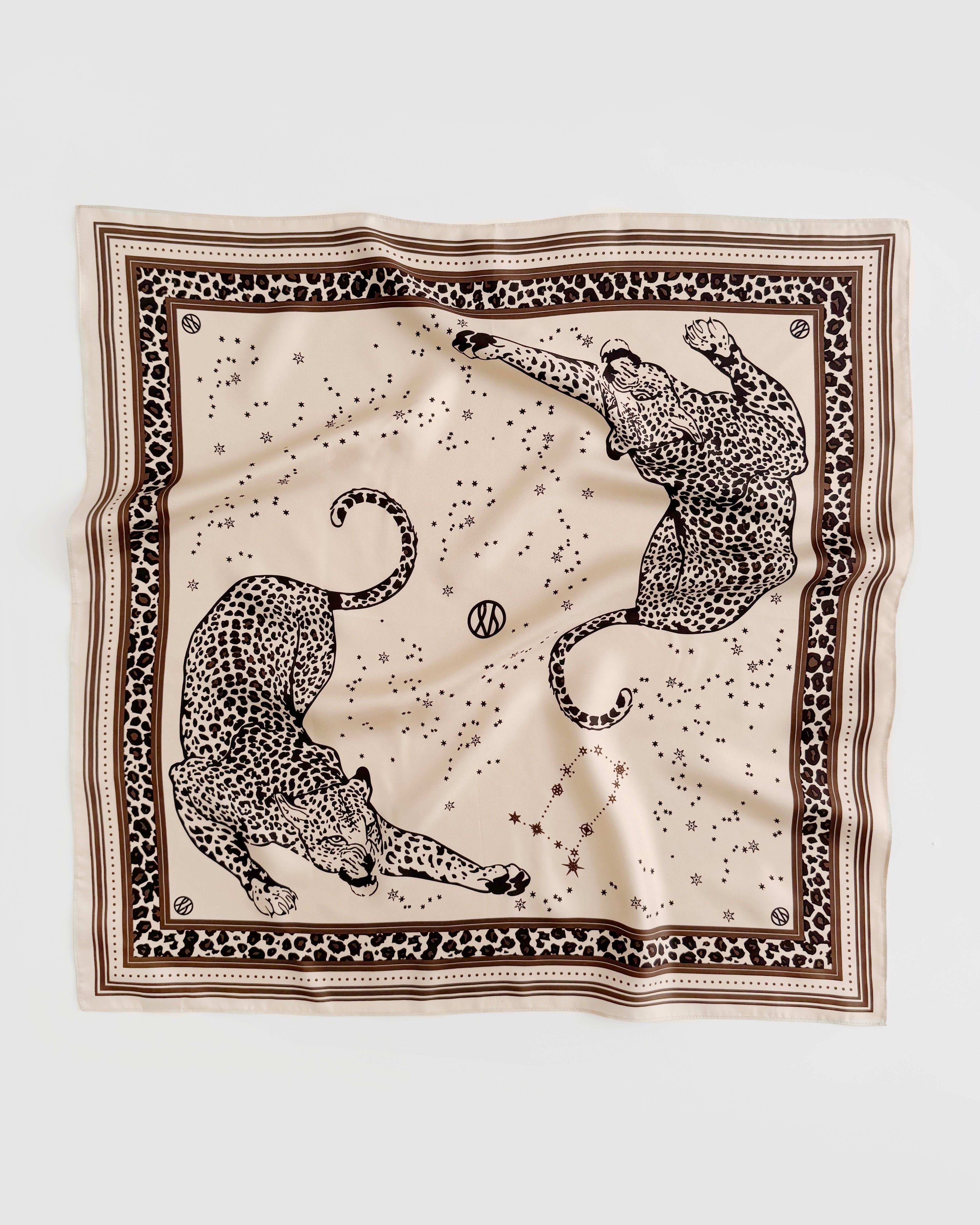 lescarf | silk scarf | Gemini Sand & Mocha Mousse