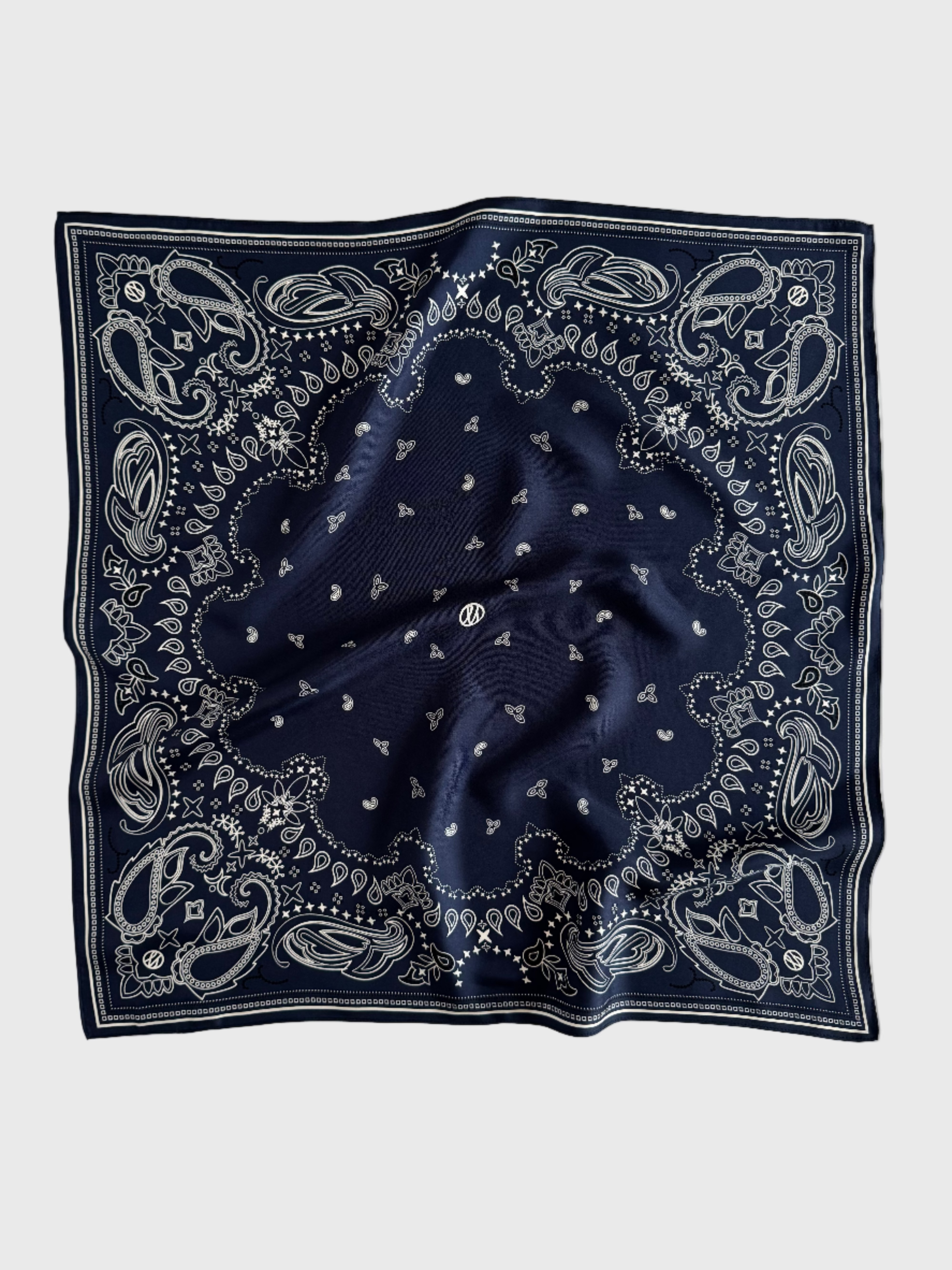 lescarf | silk scarf | Paisley Navy, Black & White
