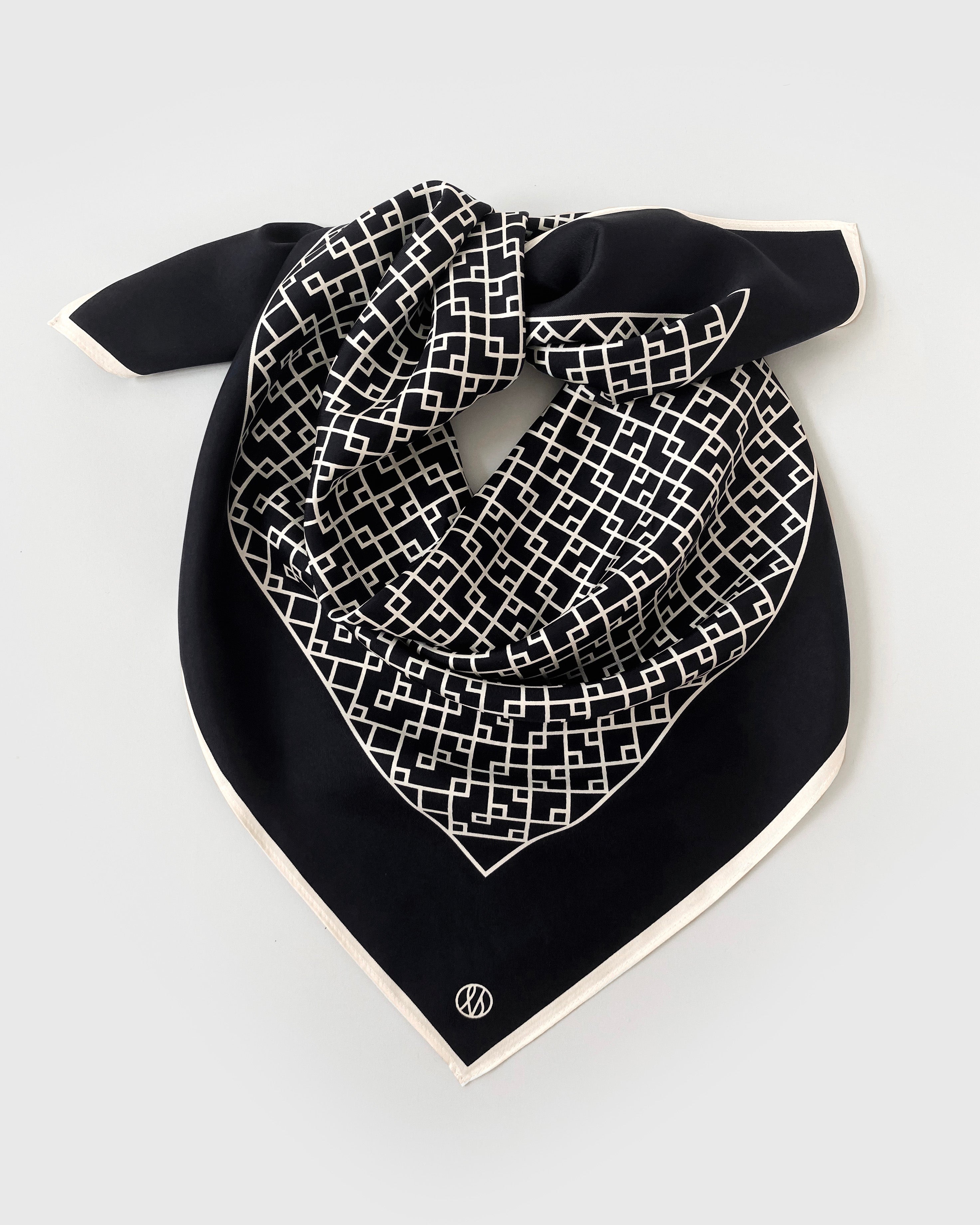 Lescarf - No. 1 Silk Scarf - Womens - Rose Cream & Black