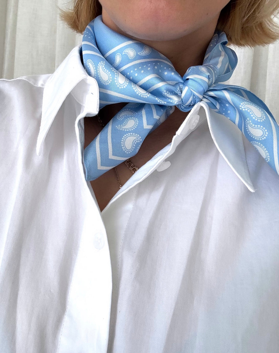 PAISLEY SCARF | CORNFLOWER & CREAM | 50 CM