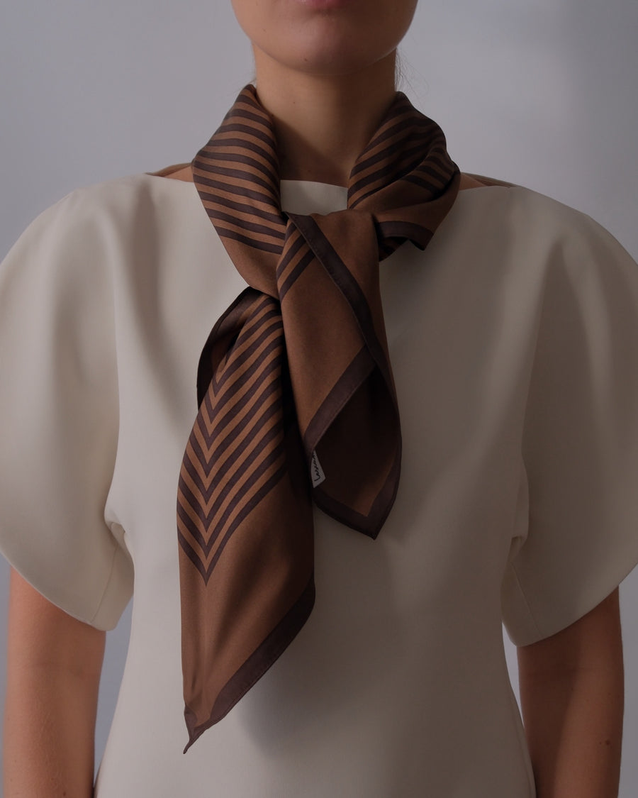 STRIPED SCARF | BROWN | 80 CM – lescarf