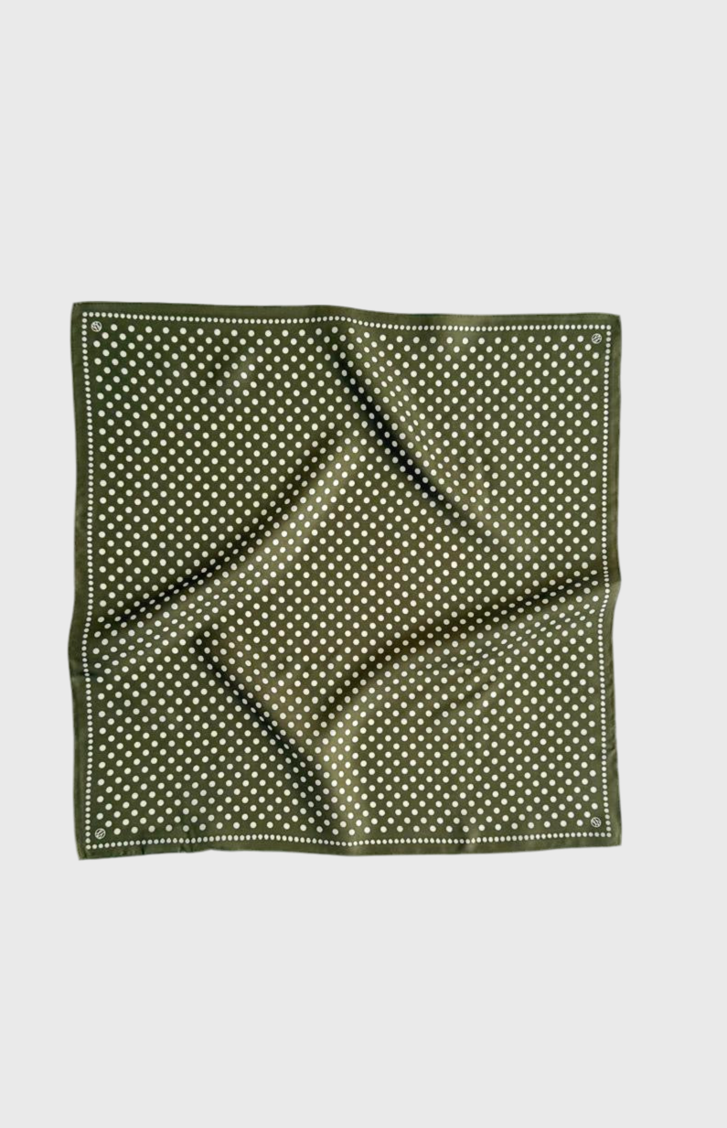 POLKADOT SCARF | OLIVE GREEN & CREAM 50 CM - lescarf