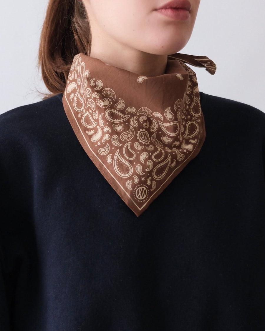 COTTON PAISLEY SCARF | BROWN | 55CM – lescarf
