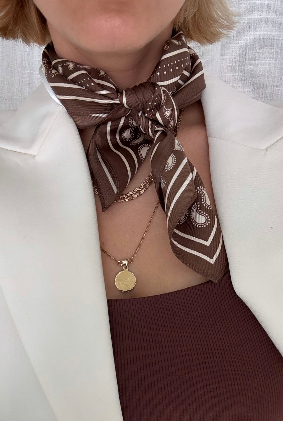 PAISLEY SCARF | MOCHA MOUSSE & CREAM | 50 CM