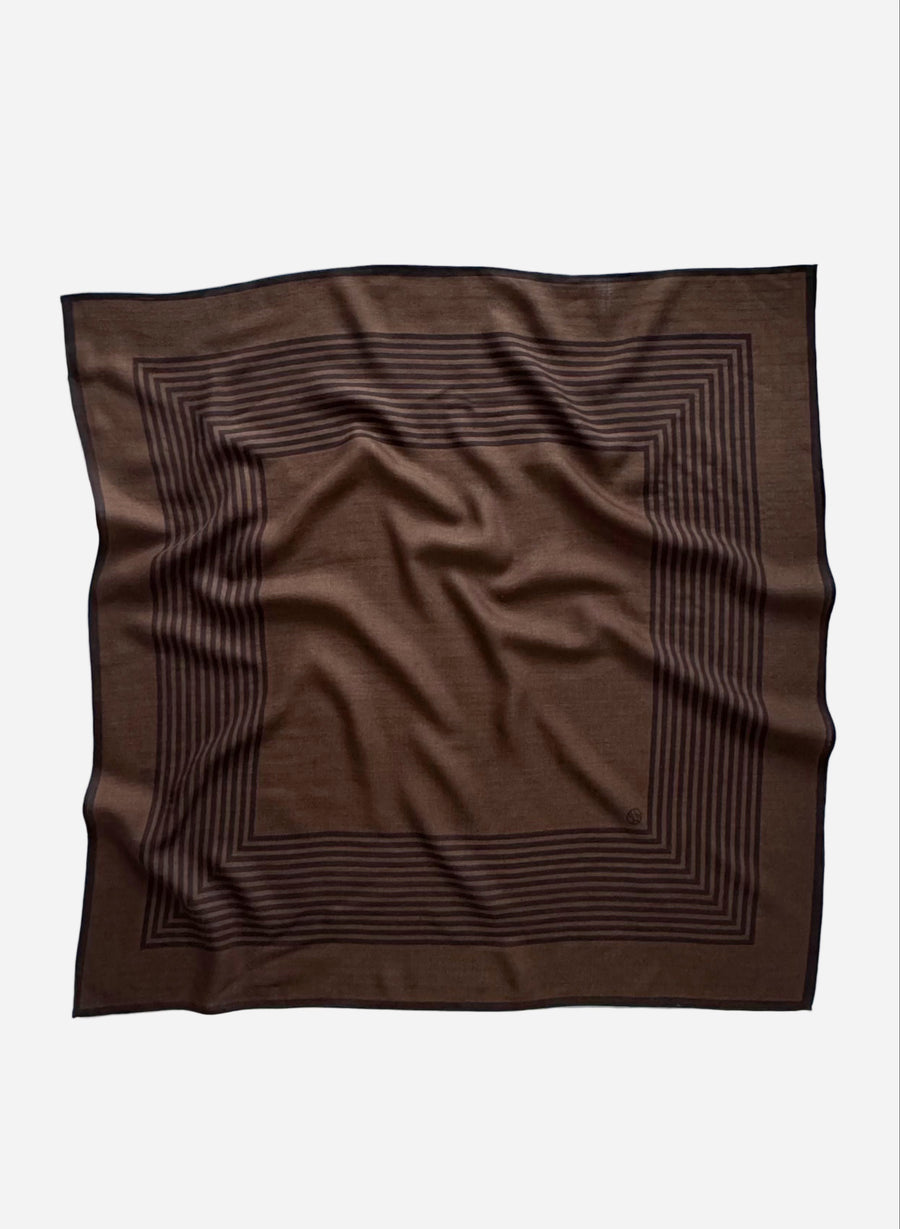 WOOL STRIPED SCARF | BROWN | 80 CM