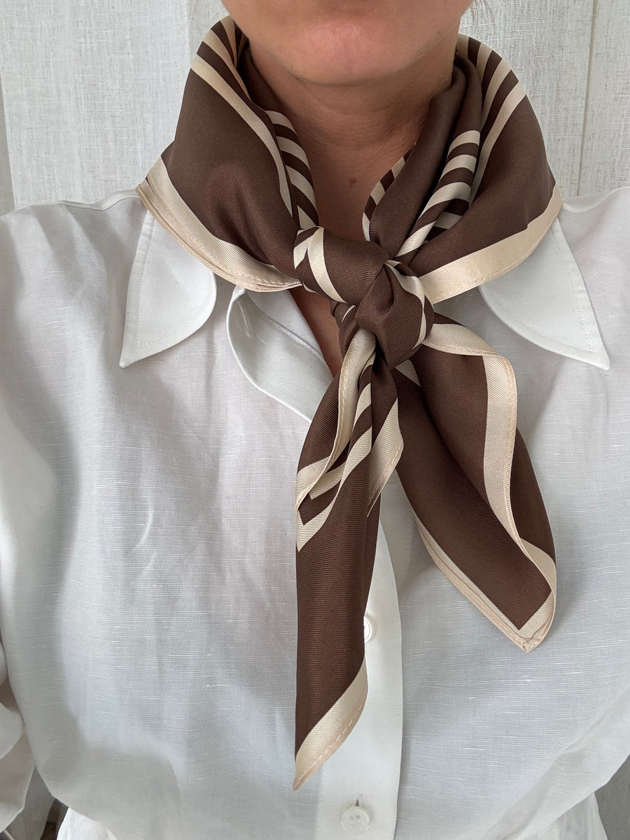 lescarf | silk scarf | Striped Scarf Cream & Mocha Mousse lescarf | silk scarf | Striped Scarf Cream & Mocha Mousse
