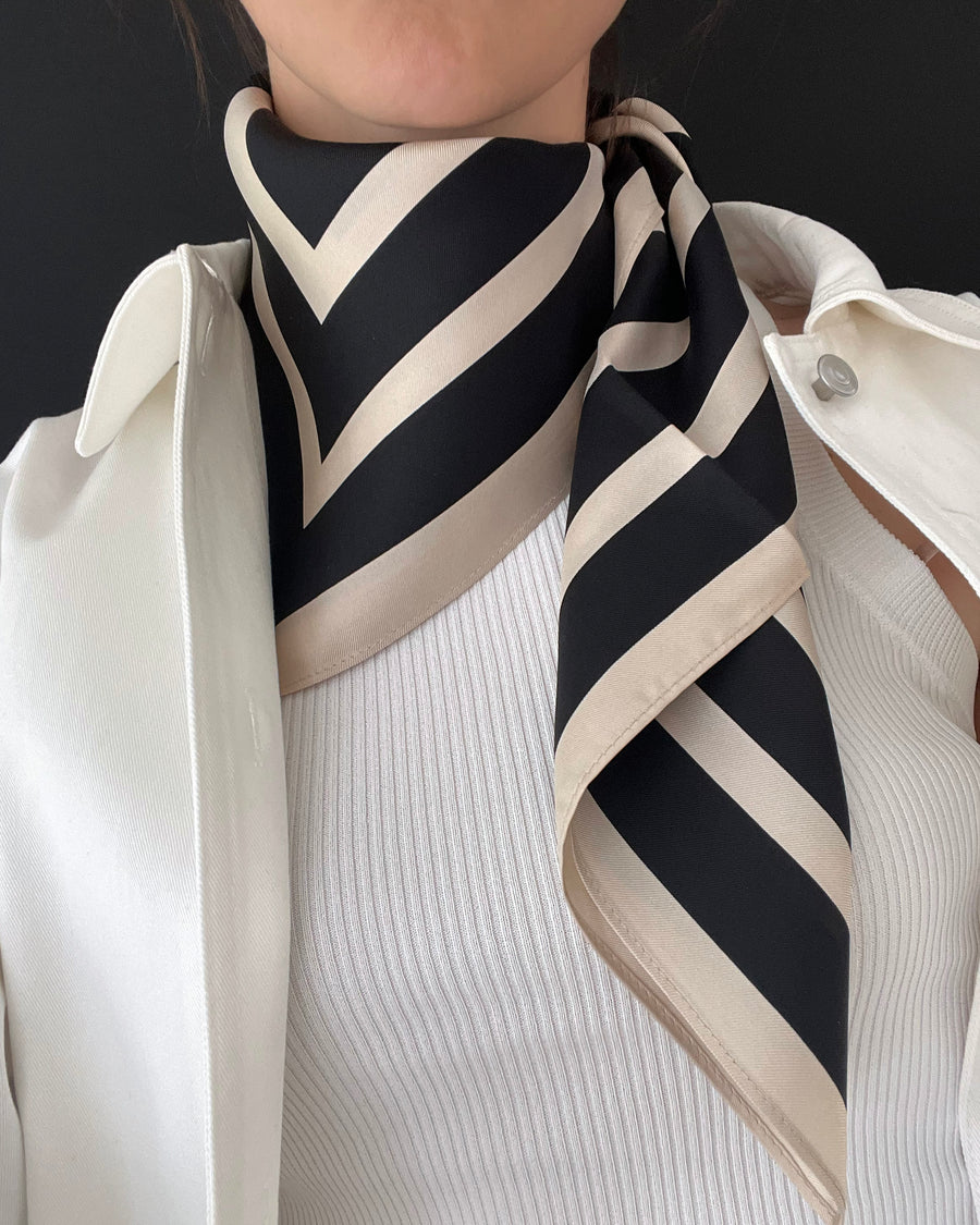 WIDE STRIPED SCARF | SAND | 80 CM - lescarf