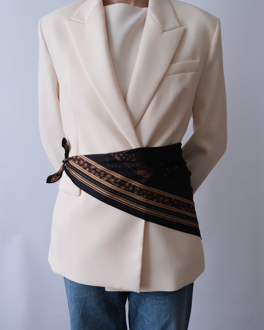 lescarf | silk scarf | Gemini Black & Mocha Mousse