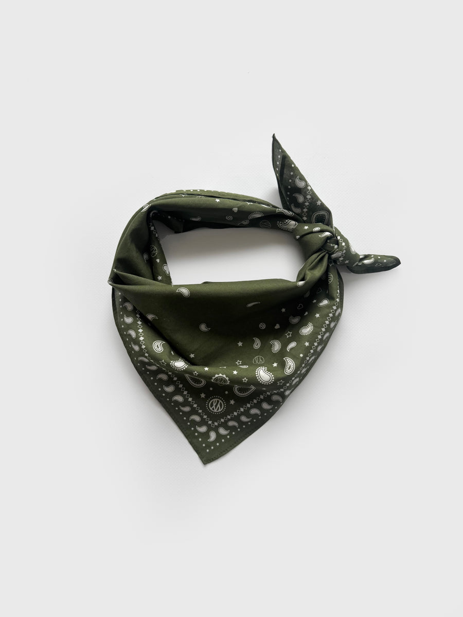 lescarf | Cotton Paisley | Olive Green | 55cm