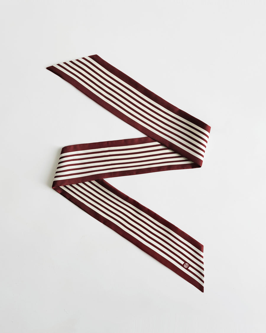 NARROW SCARF STRIPED | WINE REED  | 115x8 CM