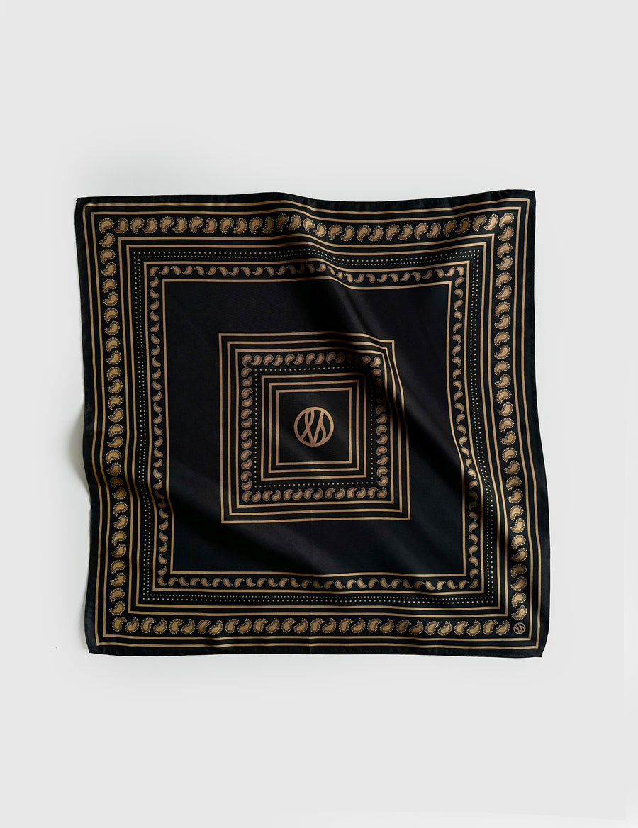 PAISLEY SCARF | BLACK & GOLD | 50 CM