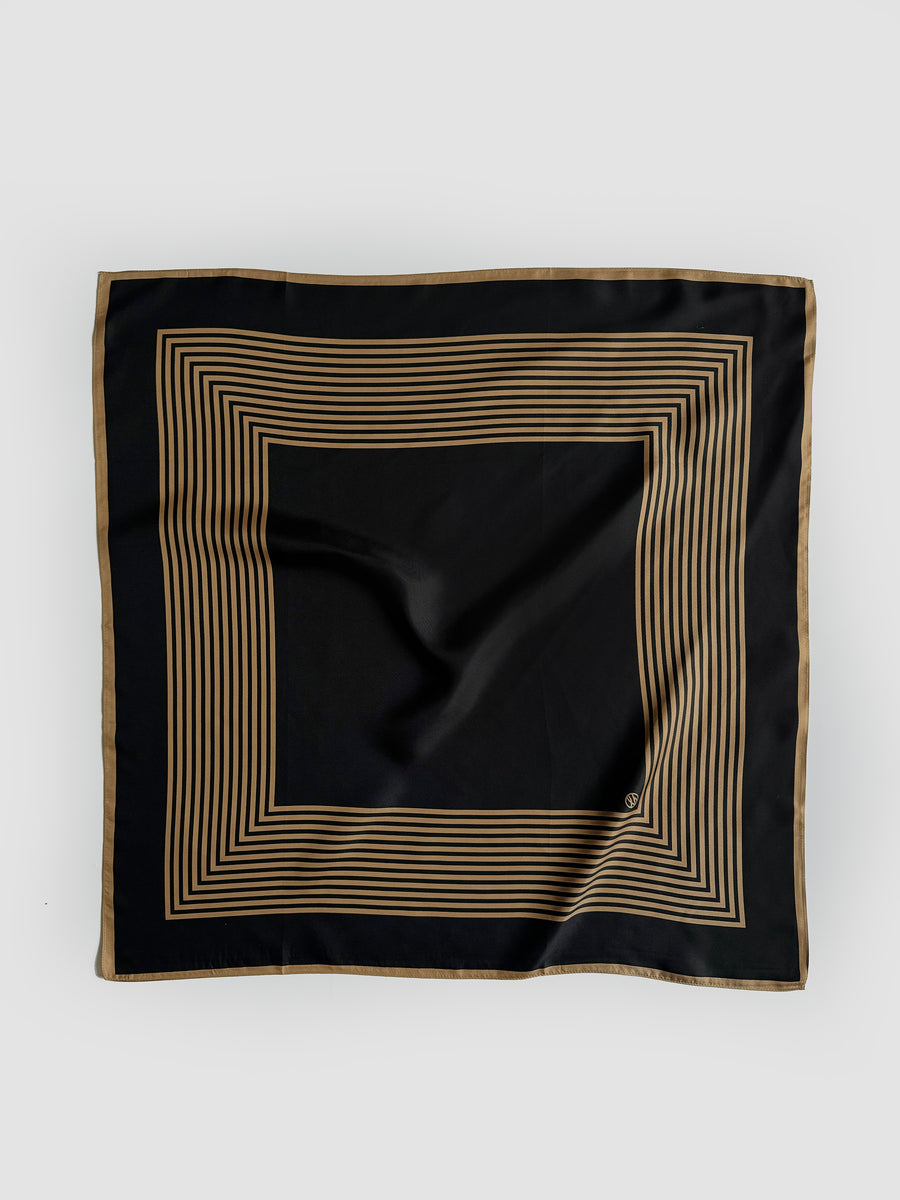 STRIPED SCARF | BLACK & GOLD | 80 CM