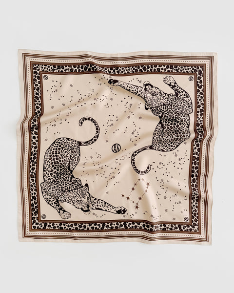 lescarf | silk scarf | Gemini Sand & Mocha Mousse