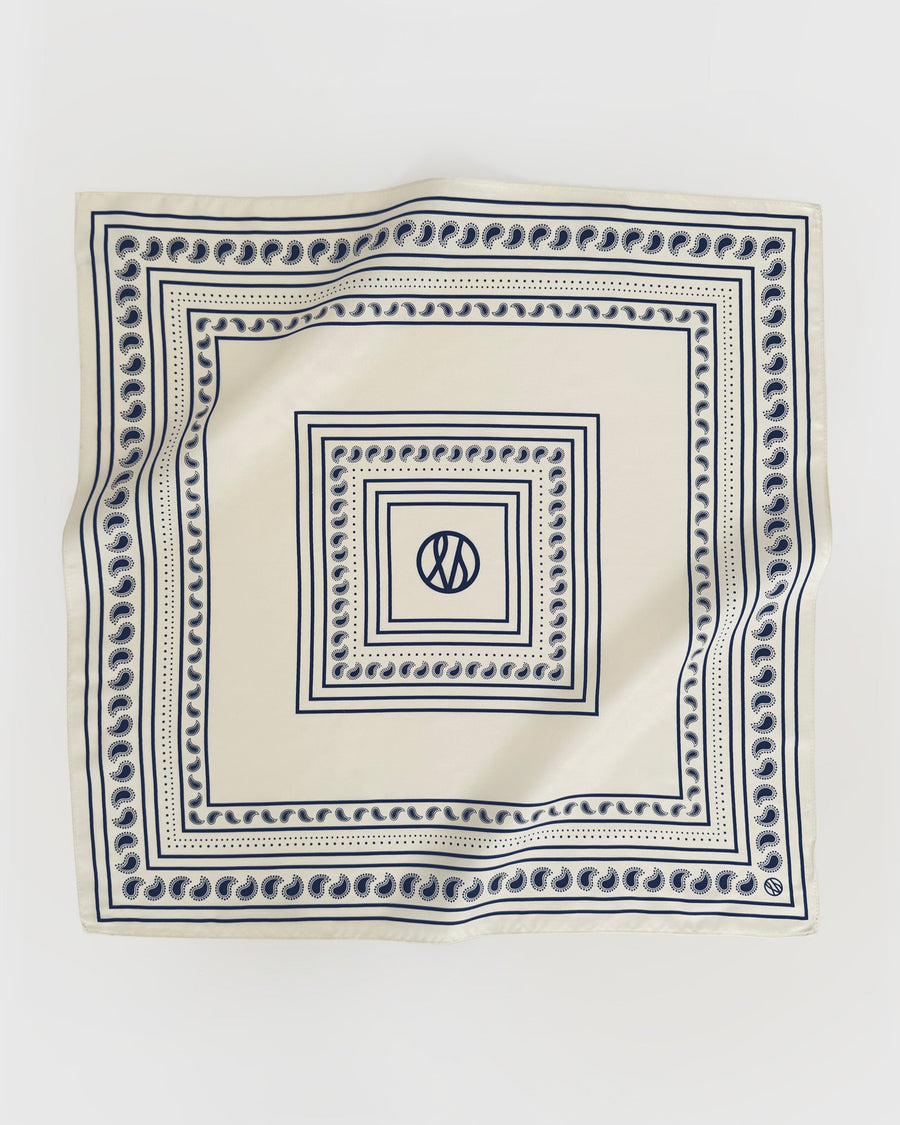 PAISLEY SCARF | CREAM & NAVY | 50 CM