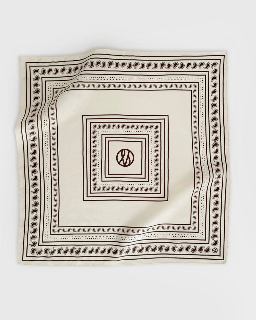 PAISLEY SCARF | CREAM & MOCHA MOUSSE | 50 CM - lescarf