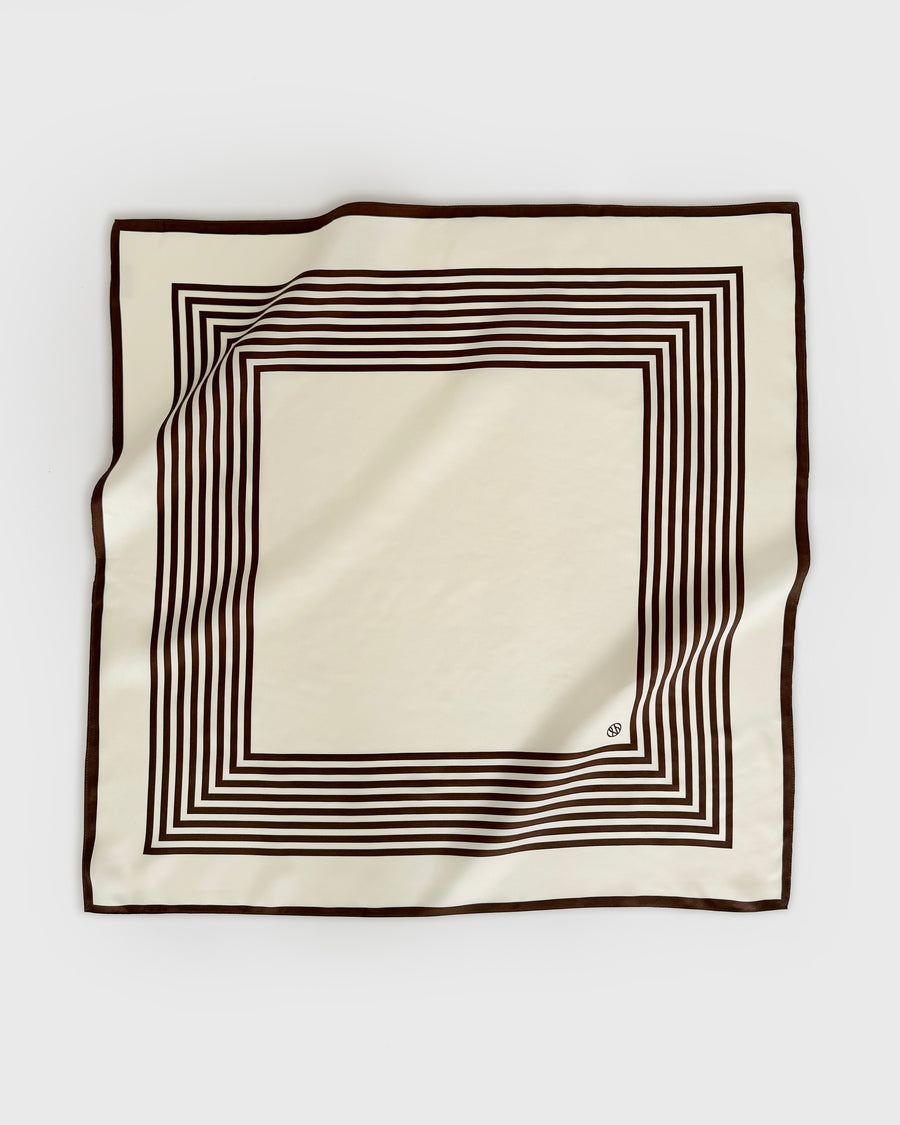 STRIPED SCARF | CREAM & MOCHA MOUSSE | 65 CM
