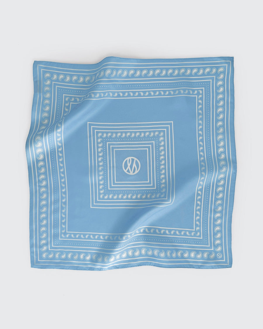 PAISLEY SCARF | CORNFLOWER & CREAM | 50 CM