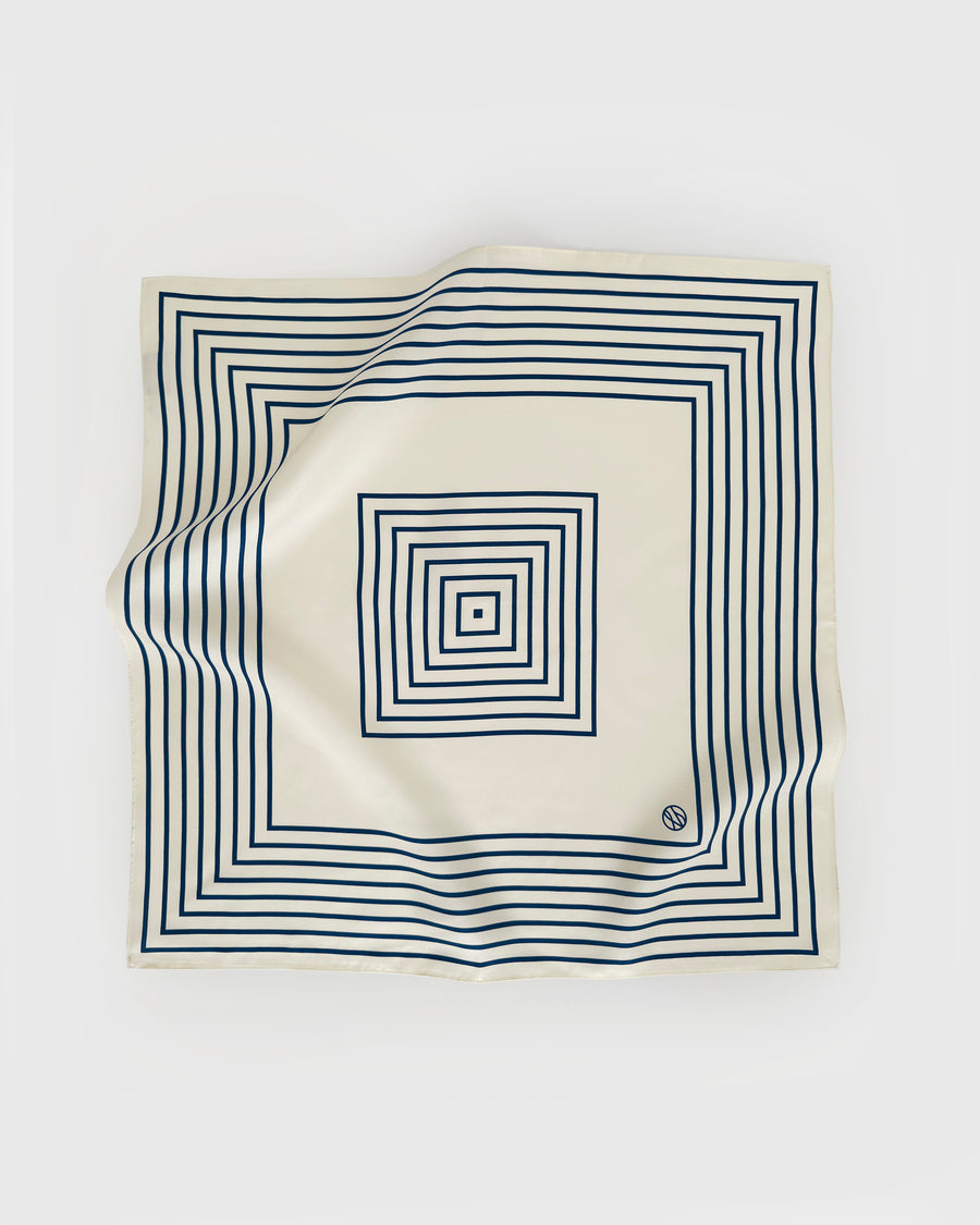 STRIPED SCARF | CREAM & NAVY | 50 CM