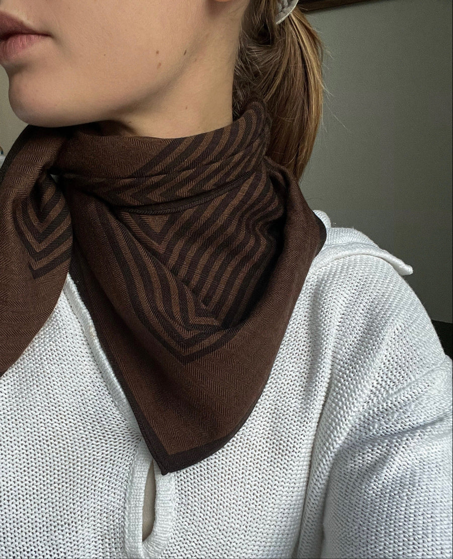 WOOL STRIPED SCARF | BROWN | 80 CM