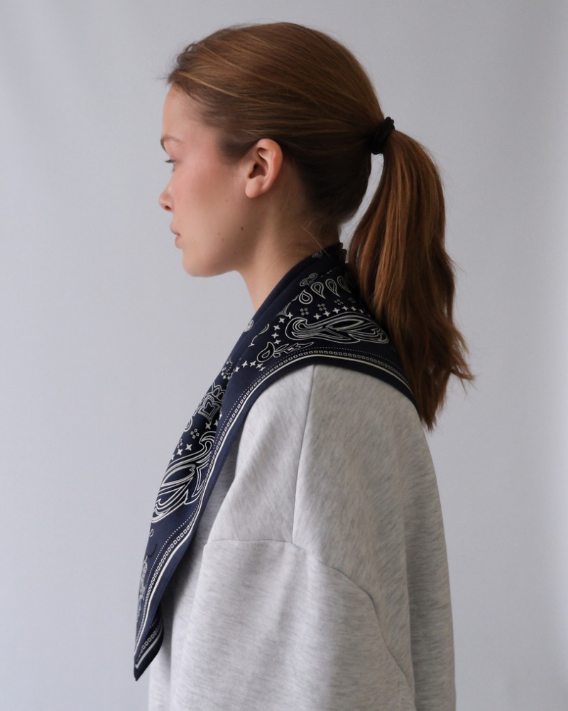 lescarf | silk scarf | Paisley Navy, Black & White