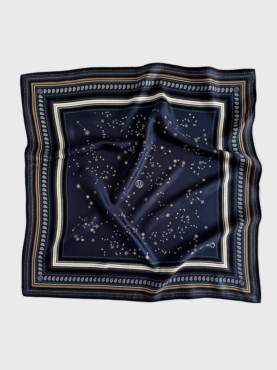 ZODIAC SCARF | GALAXY | NAVY | 65 CM – lescarf