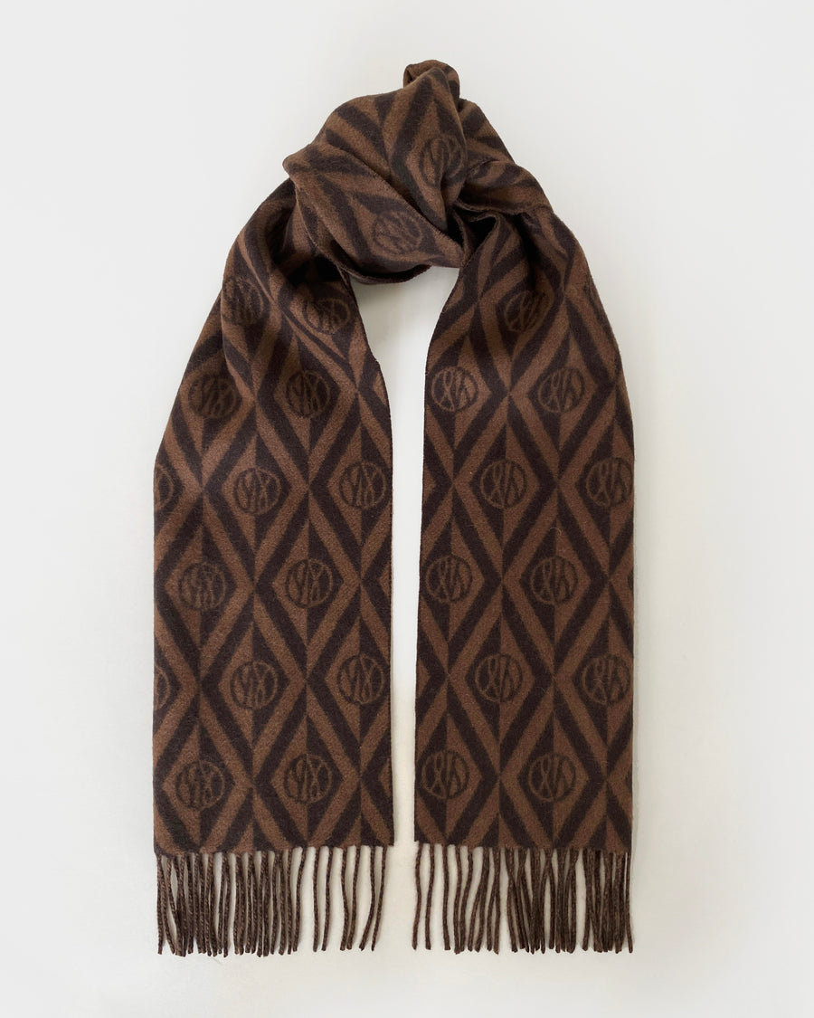 Wool scarf - Logo-jacquard - Brown - lescarf