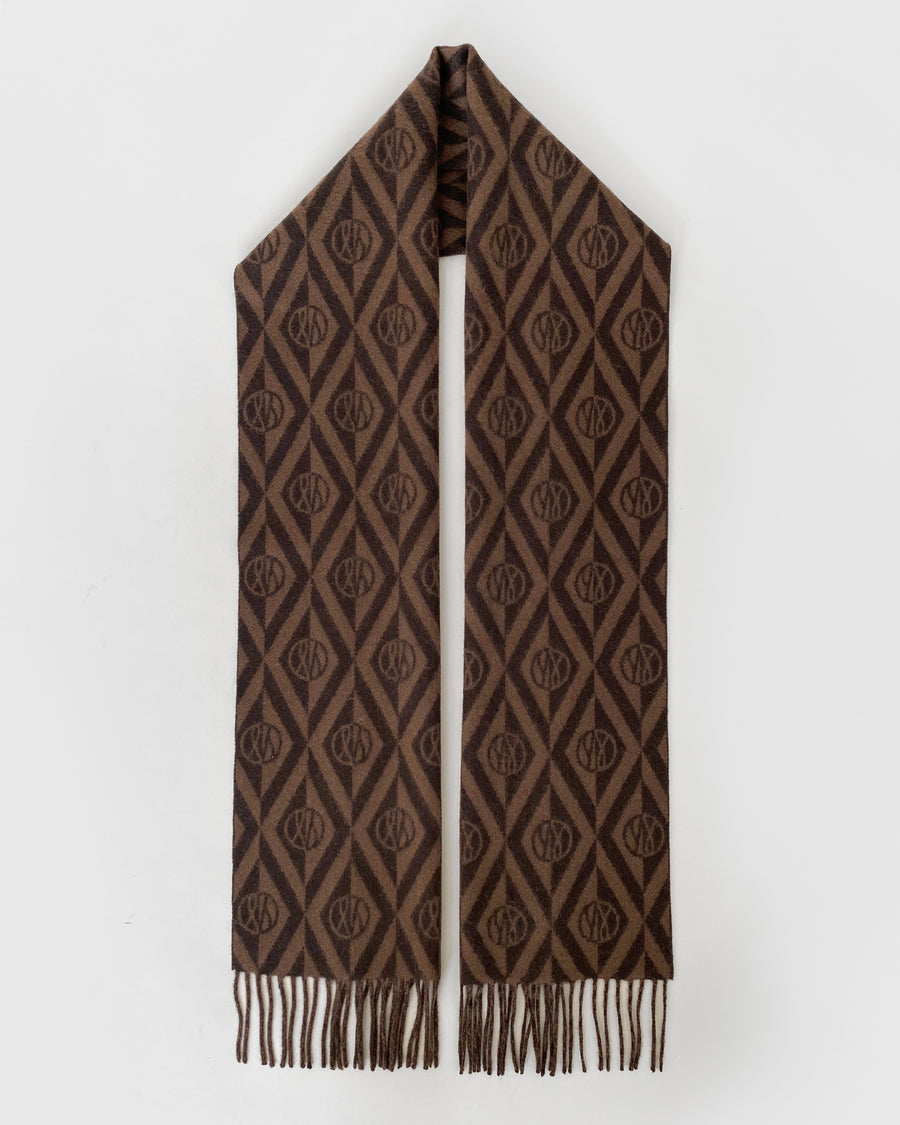 Wool scarf - Logo-jacquard - Brown - lescarf