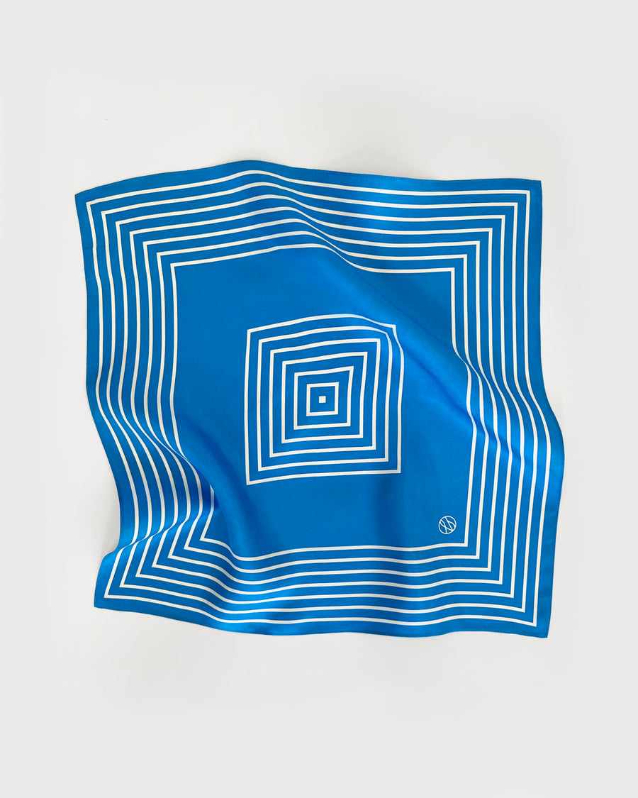 STRIPED SCARF | AZURE BLUE | 45 CM - lescarf